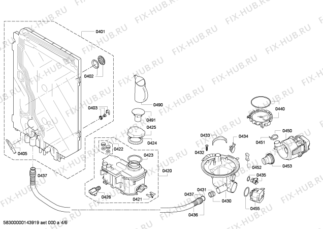Взрыв-схема посудомоечной машины Siemens SN26E800EU - Схема узла 04