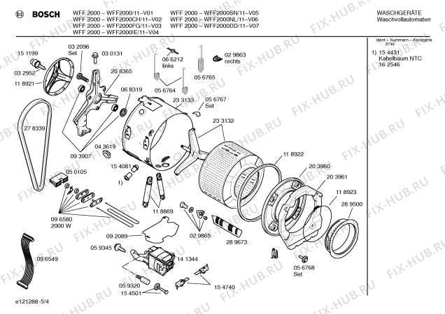Схема №2 WFF2000FF WFF2000 с изображением Таблица программ для стиральной машины Bosch 00518021