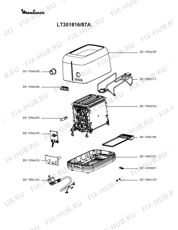 Схема №1 LT301816/87A с изображением Кнопка для тостера (фритюрницы) Moulinex SS-996688