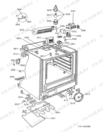 Взрыв-схема плиты (духовки) Electrolux CF6562 - Схема узла Functional parts