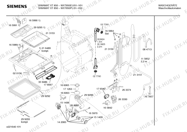 Схема №1 WXT850PL Siemens SIWAMAT XT 850 с изображением Инструкция по эксплуатации для стиральной машины Siemens 00529371