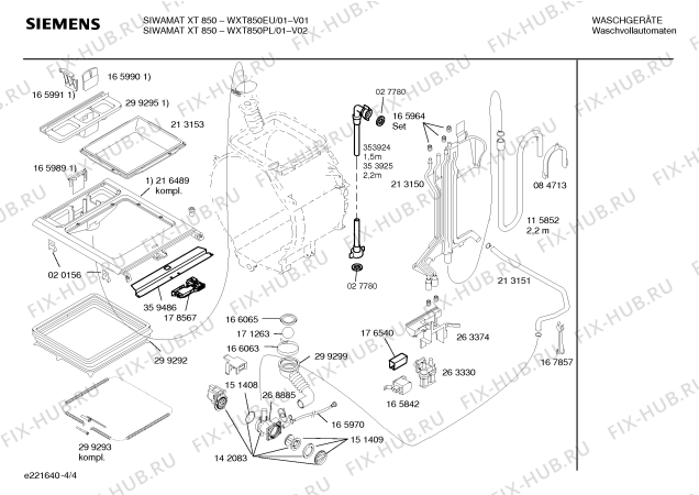 Взрыв-схема стиральной машины Siemens WXT850PL Siemens SIWAMAT XT 850 - Схема узла 04