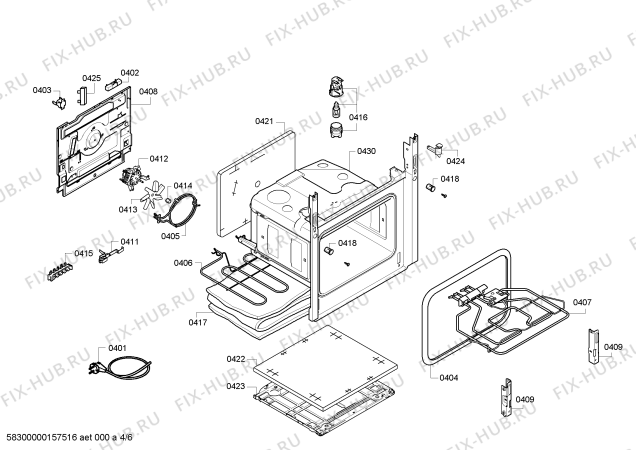 Взрыв-схема плиты (духовки) Bosch HCE744221V - Схема узла 04