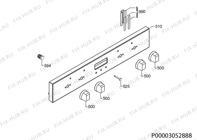 Взрыв-схема плиты (духовки) Zanussi ZOF35501XK - Схема узла Command panel 037