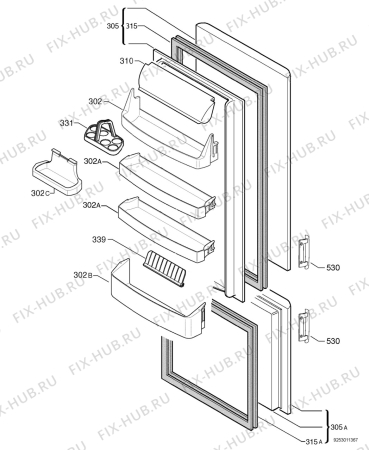 Взрыв-схема холодильника Electrolux ERB3023 - Схема узла Door 003