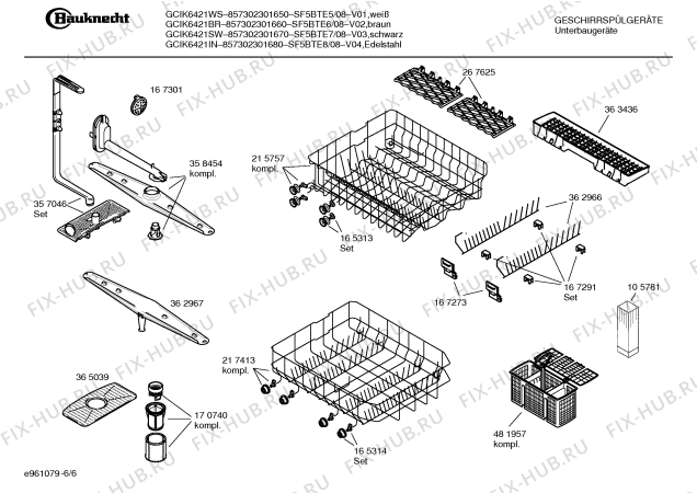 Взрыв-схема посудомоечной машины Bauknecht SF5BTE7 GCIK6421SW - Схема узла 06