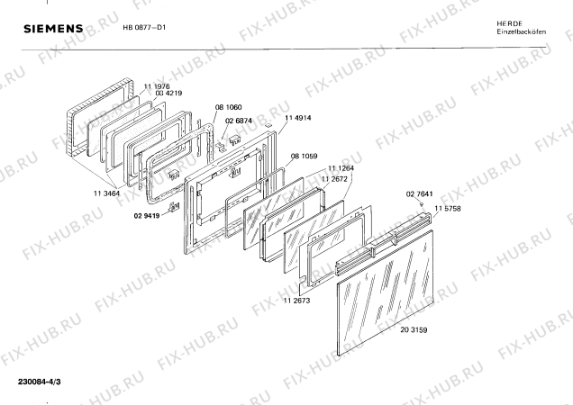 Схема №1 HB0877 с изображением Крышка для электропечи Siemens 00115994