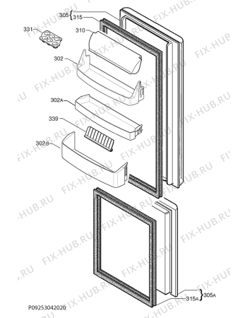 Взрыв-схема холодильника Electrolux ENB38633X - Схема узла Door 003