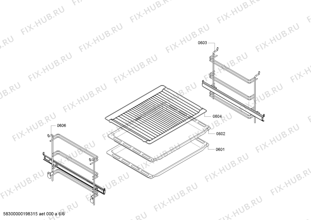 Взрыв-схема плиты (духовки) Bosch HBN231W3R - Схема узла 06