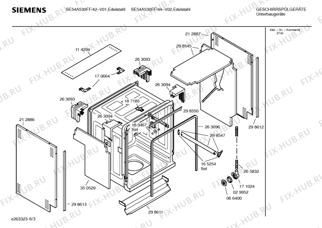 Схема №4 SE54A530FF с изображением Передняя панель для посудомойки Siemens 00367281