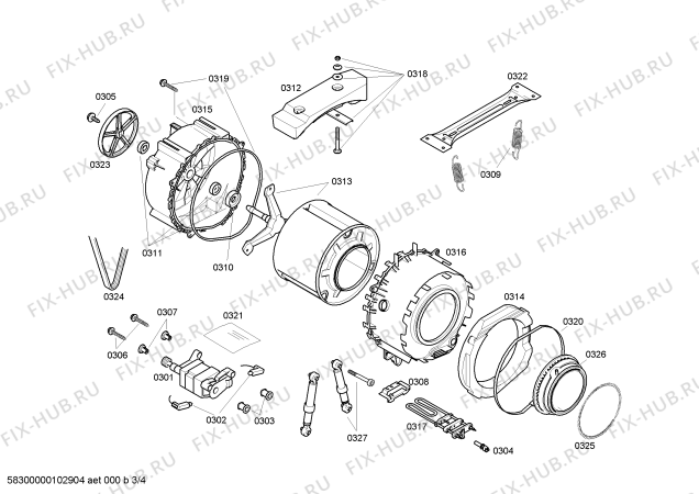 Взрыв-схема стиральной машины Bosch WFO1661BY Maxx WFO 1661 - Схема узла 03