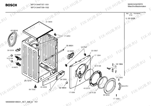 Взрыв-схема стиральной машины Bosch WFO1344IT Maxx WFO1344 - Схема узла 02