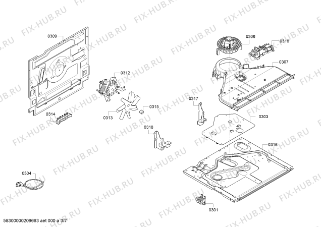 Взрыв-схема плиты (духовки) Bosch HXA090D20N - Схема узла 03