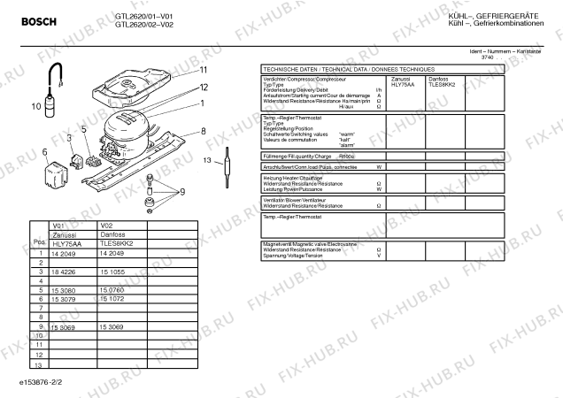 Взрыв-схема холодильника Bosch GTL2620 - Схема узла 02