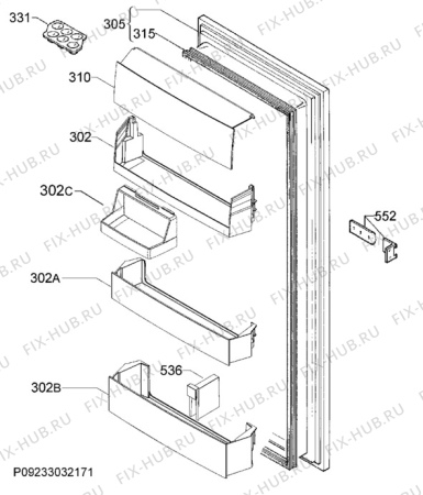 Взрыв-схема холодильника Electrolux ERN1200FOW - Схема узла Door 003