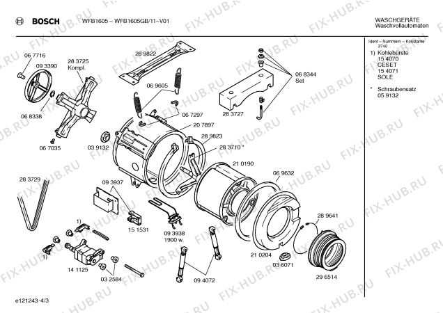 Взрыв-схема стиральной машины Bosch WFB1605GB - Схема узла 03