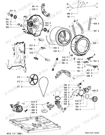 Схема №1 WAB 1000-NL с изображением Ручка (крючок) люка для стиральной машины Whirlpool 481249878722