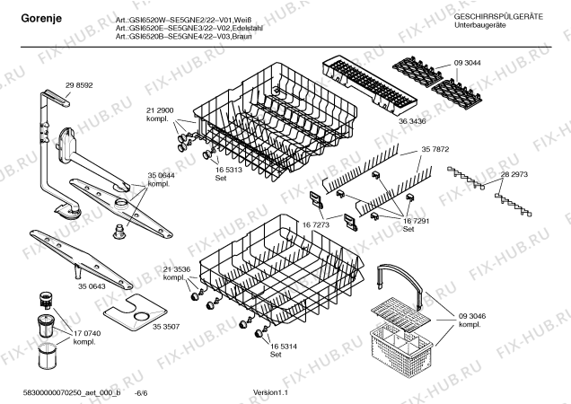 Взрыв-схема посудомоечной машины Gorenje SE5GNE2 - Схема узла 06
