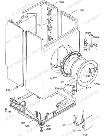 Взрыв-схема стиральной машины Electrolux EW800F - Схема узла Cabinet + armatures