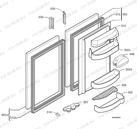 Взрыв-схема холодильника Zanussi ZSS7/5X - Схема узла Door 003