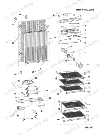 Взрыв-схема холодильника Indesit RF175BP (F039781) - Схема узла