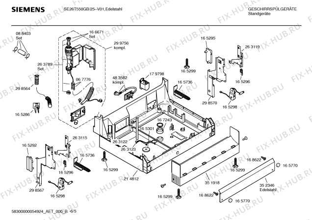 Взрыв-схема посудомоечной машины Siemens SE26T550GB - Схема узла 05
