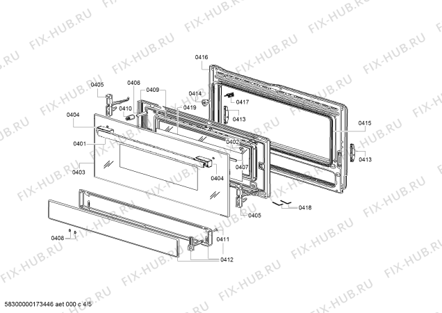 Взрыв-схема плиты (духовки) Bosch HSB736256E - Схема узла 04