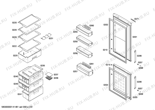 Взрыв-схема холодильника Bosch KGS36X11 - Схема узла 02