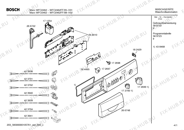 Схема №2 WFO2462FF Maxx WFO 2462 с изображением Инструкция по эксплуатации для стиральной машины Bosch 00589722