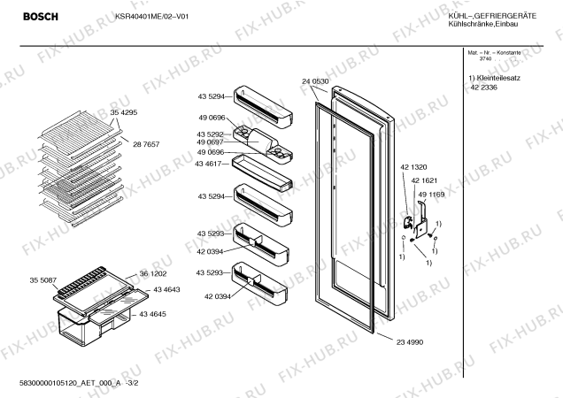 Взрыв-схема холодильника Bosch KSR40401ME - Схема узла 02