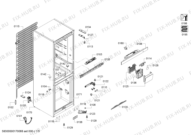 Схема №1 3KSL6855 с изображением Дверь морозильной камеры для холодильника Bosch 00689106