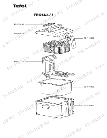 Схема №1 FR401615/A8 с изображением Рукоятка для тостера (фритюрницы) Tefal SS-990858