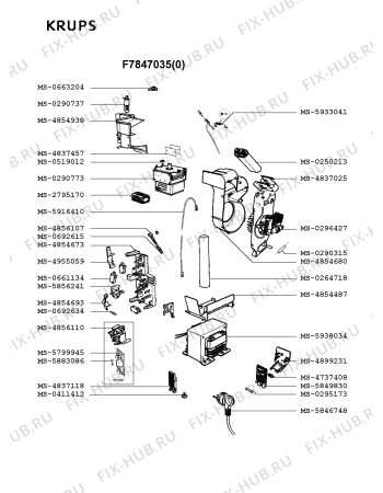 Взрыв-схема микроволновой печи Krups F7847035(0) - Схема узла RP002385.9P2