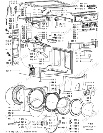 Схема №1 WAB 8795-E,P с изображением Переключатель для стиралки Whirlpool 481241029142