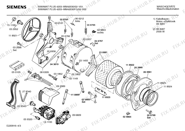 Схема №1 WM42030FG SIWAMAT PLUS 4203 с изображением Панель для стиралки Siemens 00285551