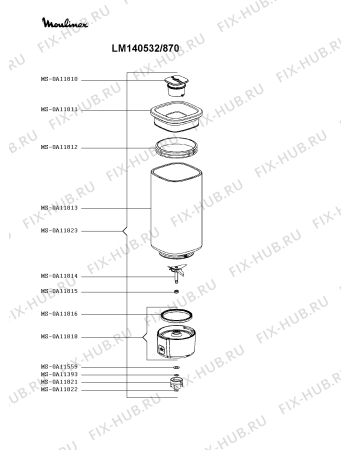 Схема №1 LM140532/870 с изображением Корпусная деталь для электромиксера Moulinex MS-650873