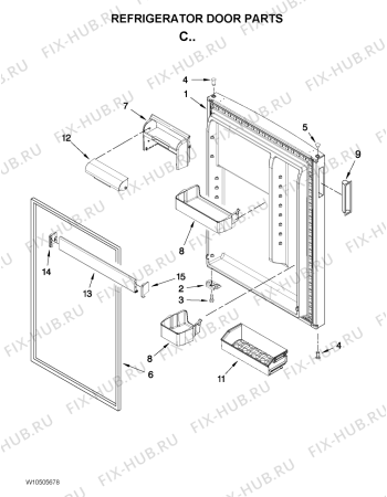 Схема №2 5VA1RXGFYW с изображением Дверца для холодильника Whirlpool 482000013656