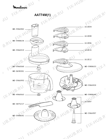 Взрыв-схема кухонного комбайна Moulinex AAT74M(1) - Схема узла PP000196.9P2