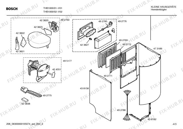 Схема №3 THB1000 shirtmaster с изображением Панель для электропарогенератора Bosch 00495179