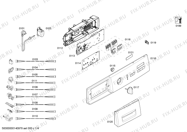 Схема №1 WM08E261TR с изображением Панель управления для стиралки Siemens 00675857