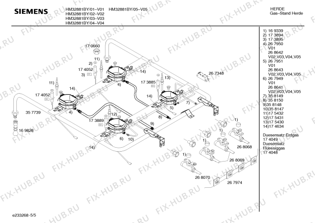 Схема №1 HM32881BY с изображением Инструкция по эксплуатации для плиты (духовки) Siemens 00525655