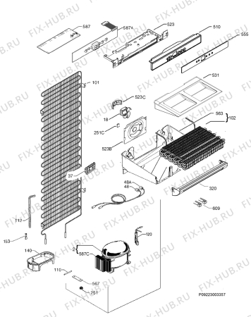 Взрыв-схема холодильника Privileg 445172_40542 - Схема узла Cooling system 017