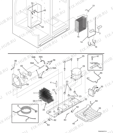 Взрыв-схема холодильника Electrolux ERL6296XK11 - Схема узла Cooling system 017
