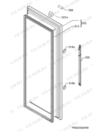 Схема №1 AGE72216NM с изображением Дверца для холодильной камеры Aeg 140013898063