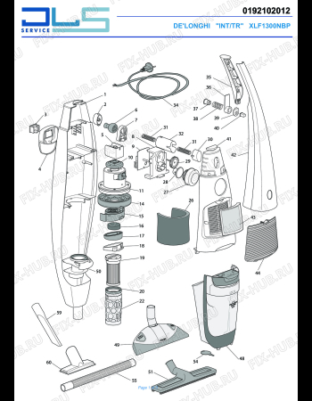 Схема №1 COLOMBINA XLF1200NBP с изображением Заглушка для пылесоса DELONGHI 5319212391