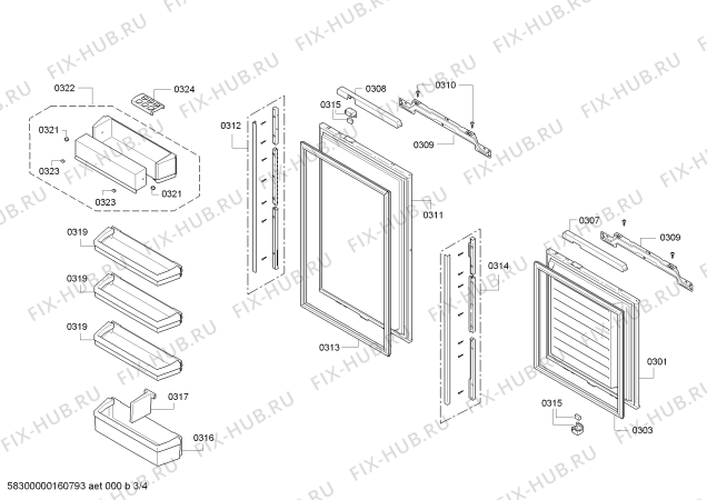 Схема №1 KIN34P60L с изображением Емкость для холодильной камеры Bosch 00677301