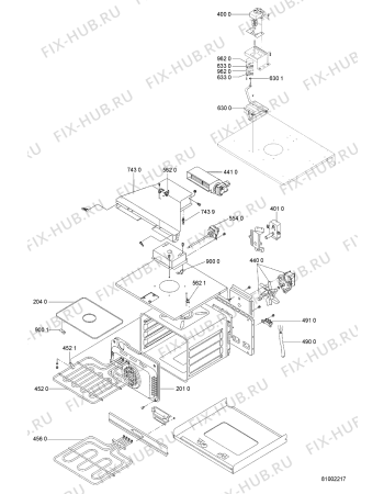 Схема №1 AKP 949 WH с изображением Панель для плиты (духовки) Whirlpool 481245359685