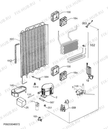 Взрыв-схема холодильника Smeg S7C148DF2P - Схема узла Cooling system 017