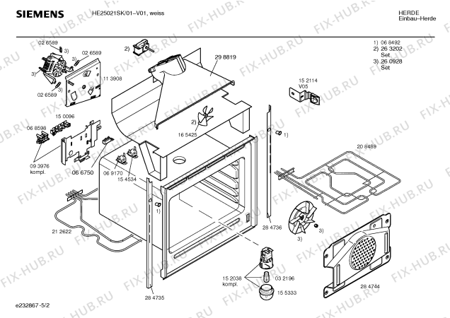 Схема №2 HE25021SK с изображением Инструкция по эксплуатации для плиты (духовки) Siemens 00522577