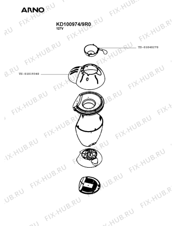 Схема №1 KD101084/9R с изображением Крышка для электропароварки Seb TS-01019340